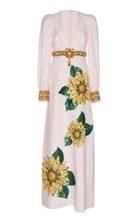 Andrew Gn Floral Long Sleeve Embroidered Gown