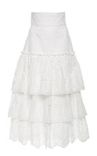 Alexis Faustine Ruffled Broderie Anglaise Cotton-blend Midi Skirt