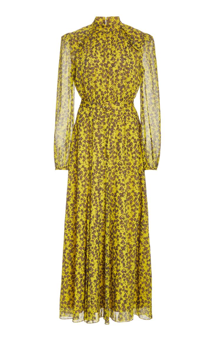 Moda Operandi Saloni Jacqui-b Belted Silk Dress