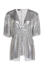 Paco Rabanne Draped Metallic V-neck Blouse