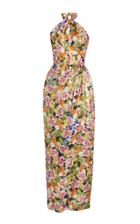 Borgo De Nor Alyona Floral-print Silk-blend Halterneck Maxi Dress