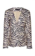 Moda Operandi Sally Lapointe Zebra Printed Sequin Embellished Blazer Size: 2