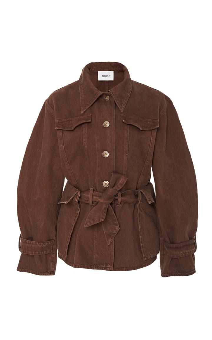 Nanushka Fortuna Belted Denim Jacket