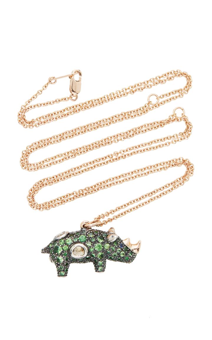Bibi Van Der Velden Green Rhino Necklace