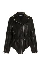 Moda Operandi Boyarovskaya Metal-detailed Belted Leather Biker Jacket