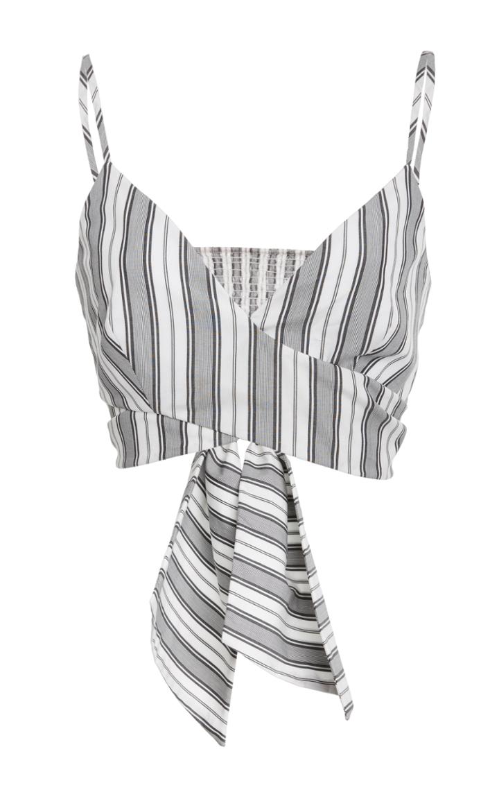 Christian Siriano Stripe Cropped Wrap Top