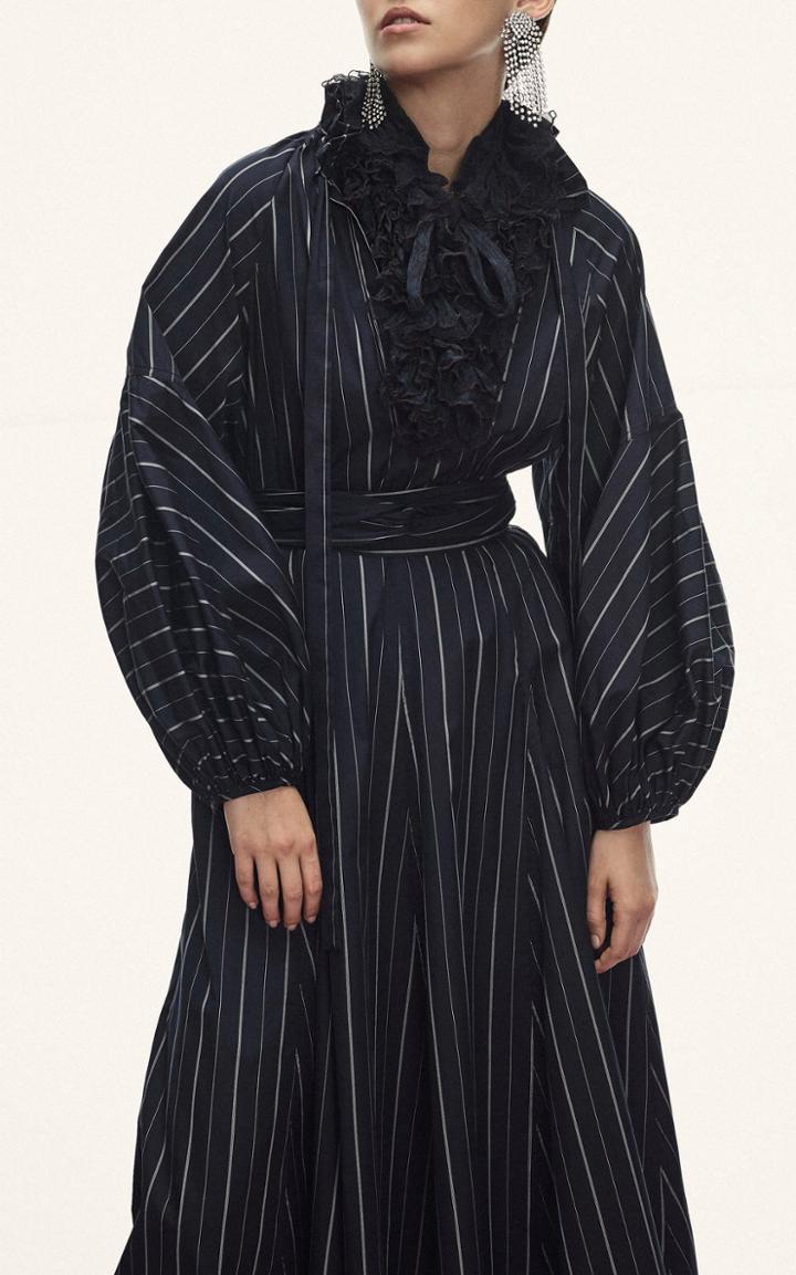 Lee Mathews Goldie Stripe Godet Dress