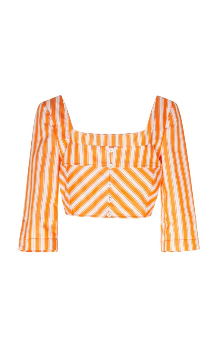 Moda Operandi Rosie Assoulin 3/4 Sleeve Cotton Cropped Top Size: 0