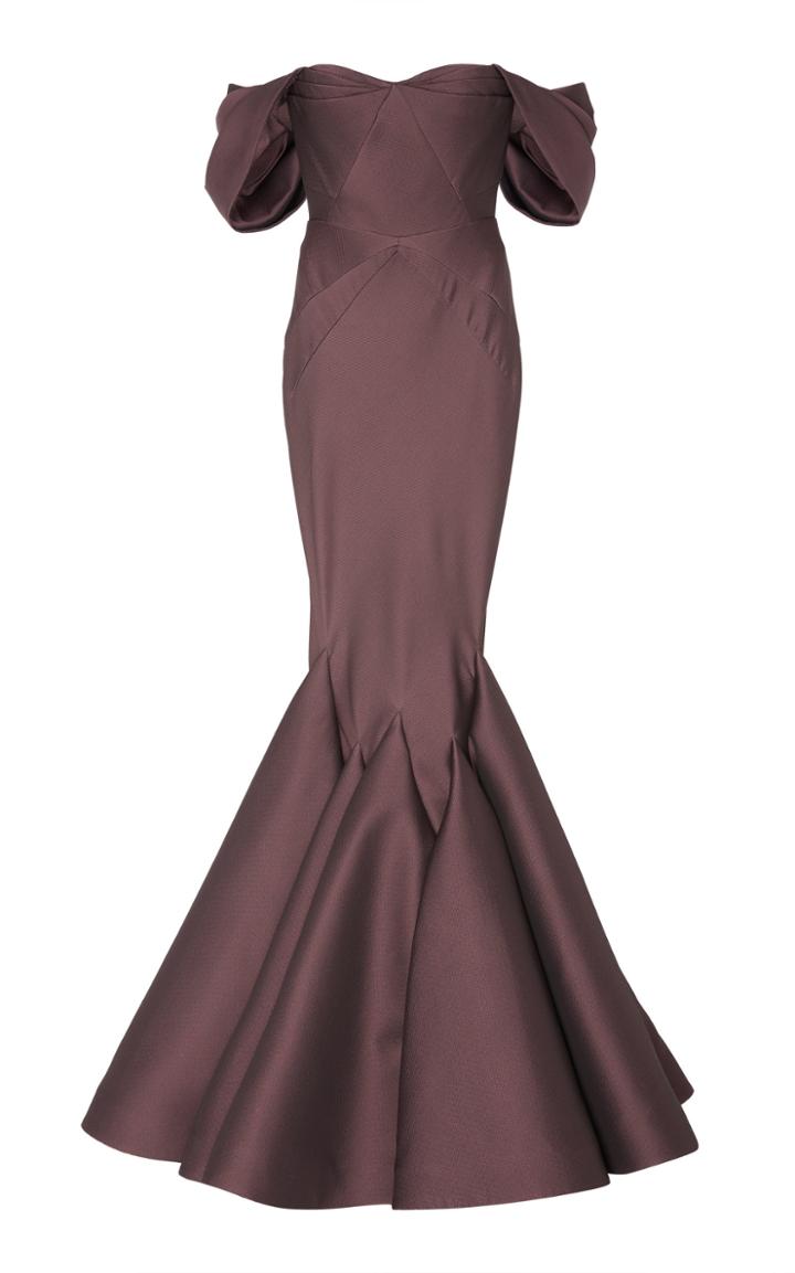 Zac Posen Off Shoulder Mermaid Corset Gown