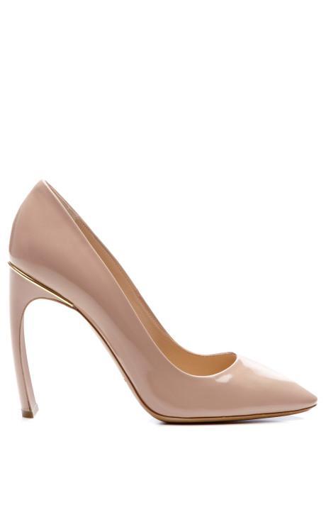 Nicholas Kirkwood Patent Leather Curved Heel Pumps Nude Patent