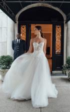 Mira Zwillinger New Fiona Sweetheart Silk Strap Gown With Tulle Skirt And Bow