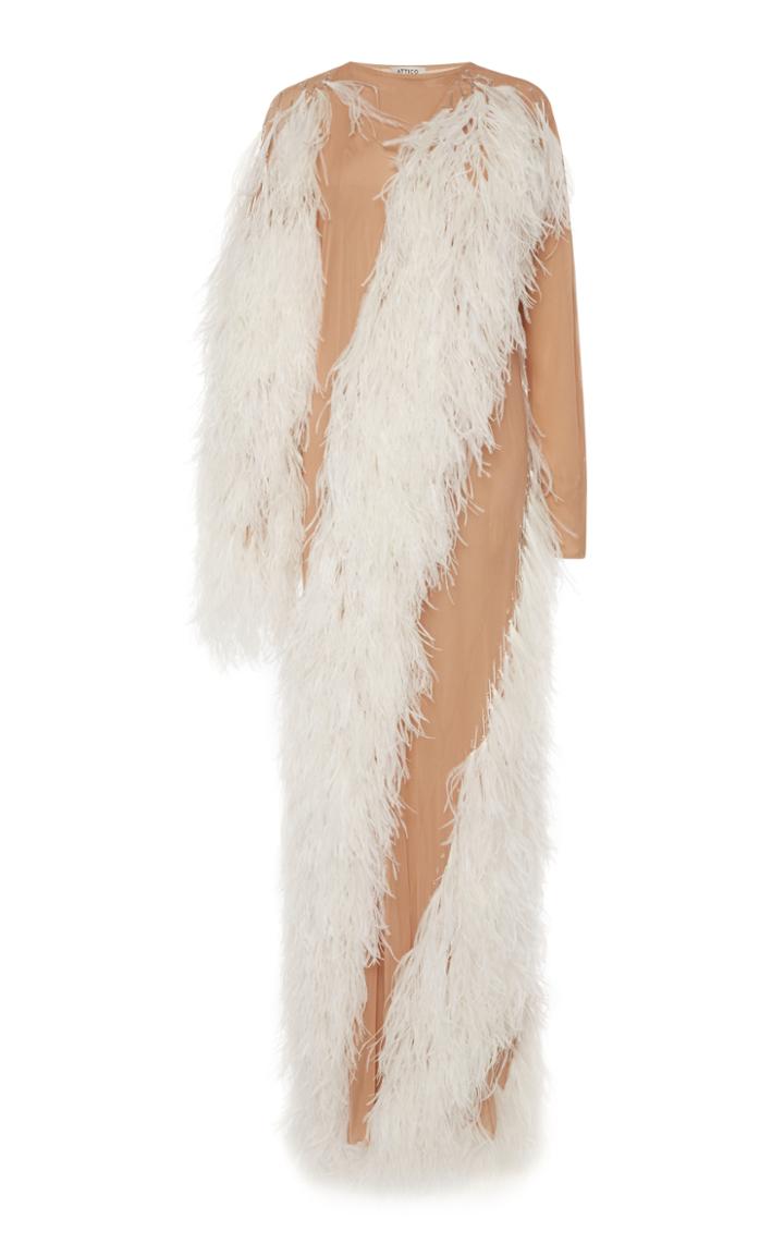 Attico Maxi Feather Dress