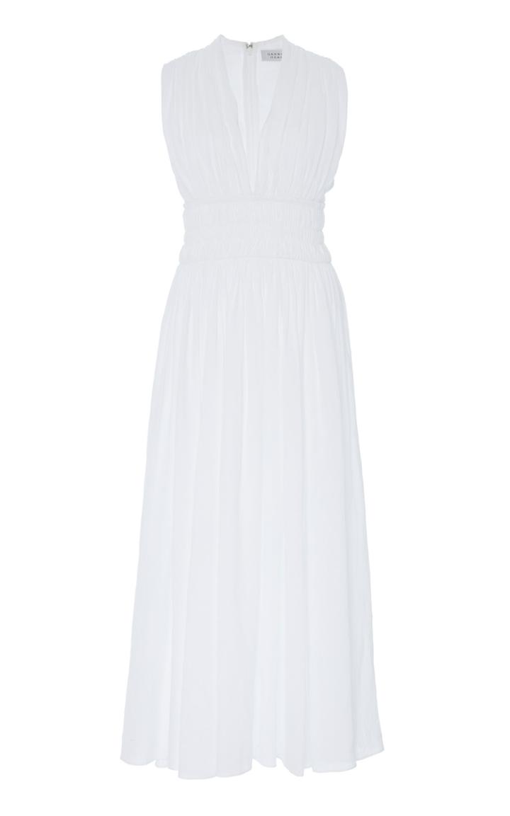 Gabriela Hearst Rotlein Aloe Linen Pliss Dress