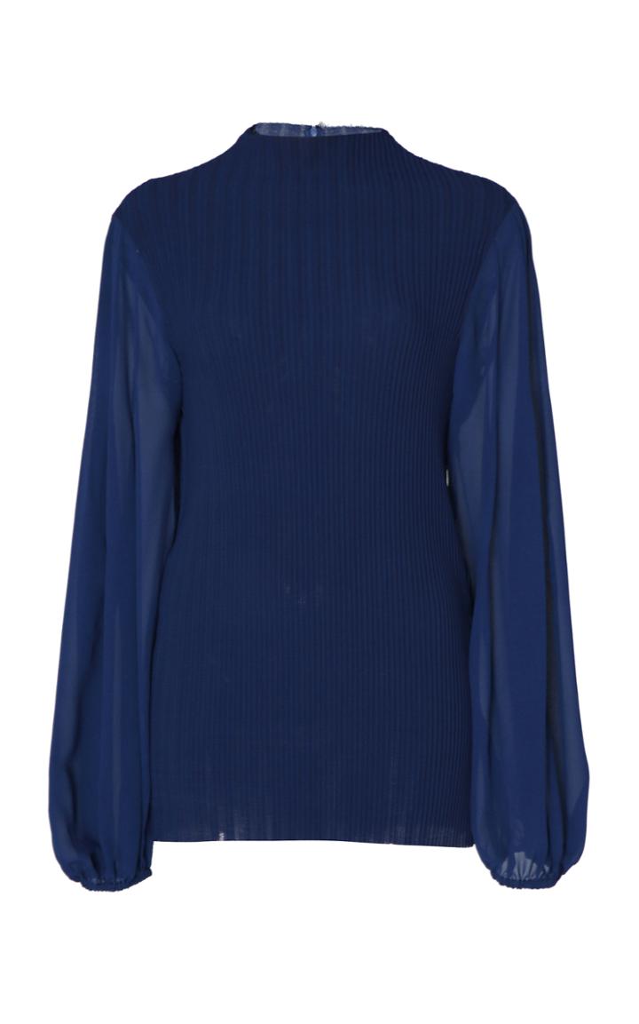 Akris Pleated Pliss-crepe Blouse