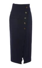 Acler Aslo Scalloped Wrap-effect Midi Pencil Skirt Size: 6