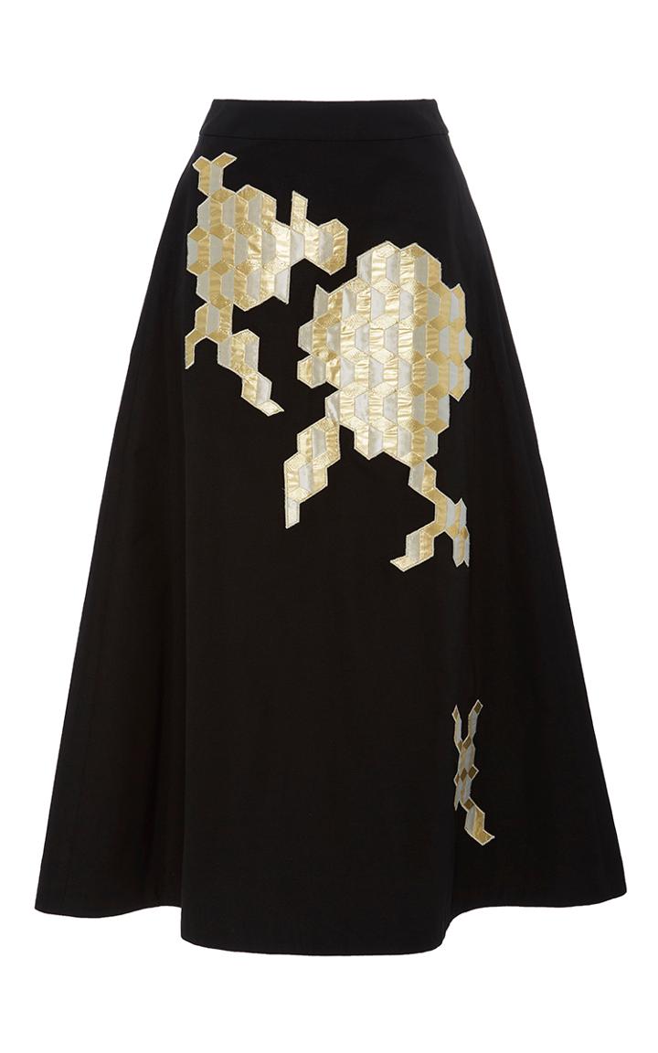 Alena Akhmadullina Leather Embellished A-line Skirt
