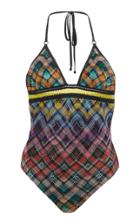 Missoni Mare Rainbow Checkered Triangle Onepiece Swimsuit
