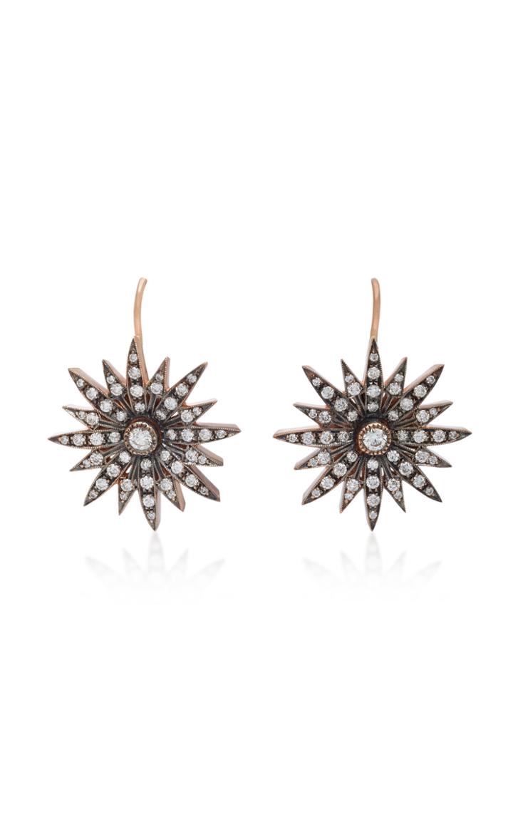 Sylva & Cie Starburst 14k Rose Gold Diamond Earrings