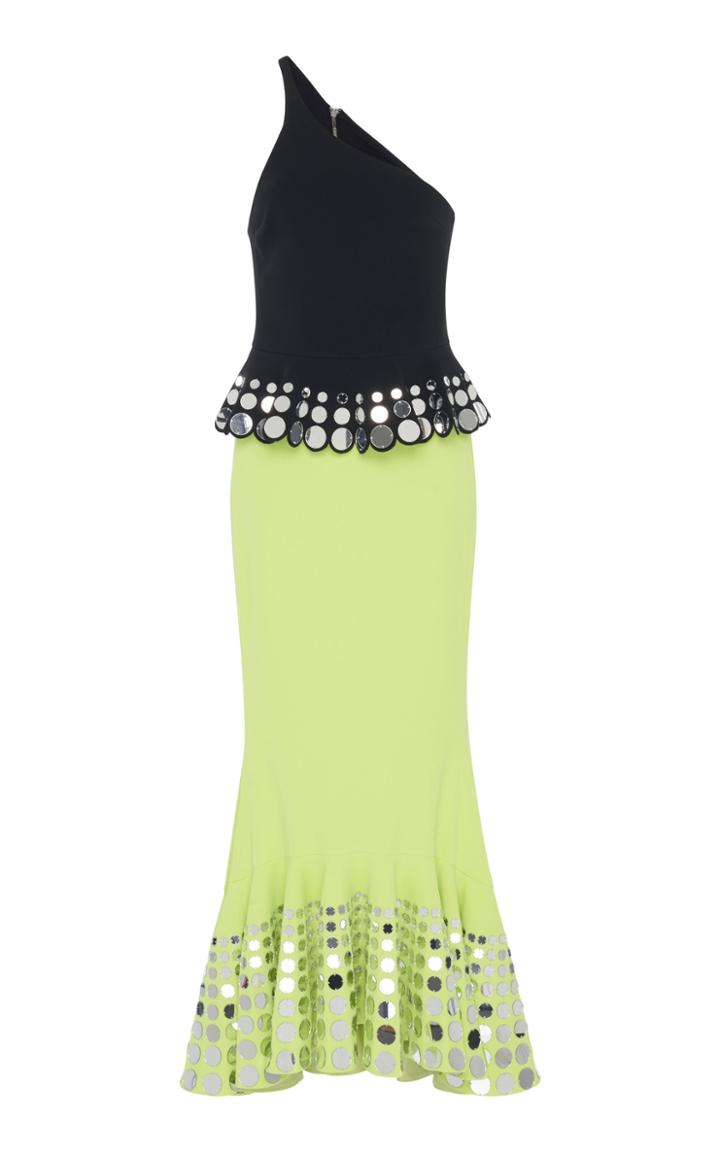 David Koma Embroidered Crepe De Chine Peplum Dress