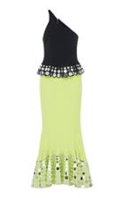 David Koma Embroidered Crepe De Chine Peplum Dress