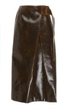 Rejina Pyo Ellis Wrap-effect Laminated Leather Belted Midi Skirt