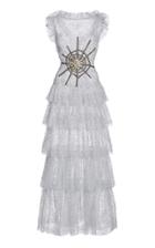 Moda Operandi Rodarte Web-embellished Dotted Tulle Maxi Dress