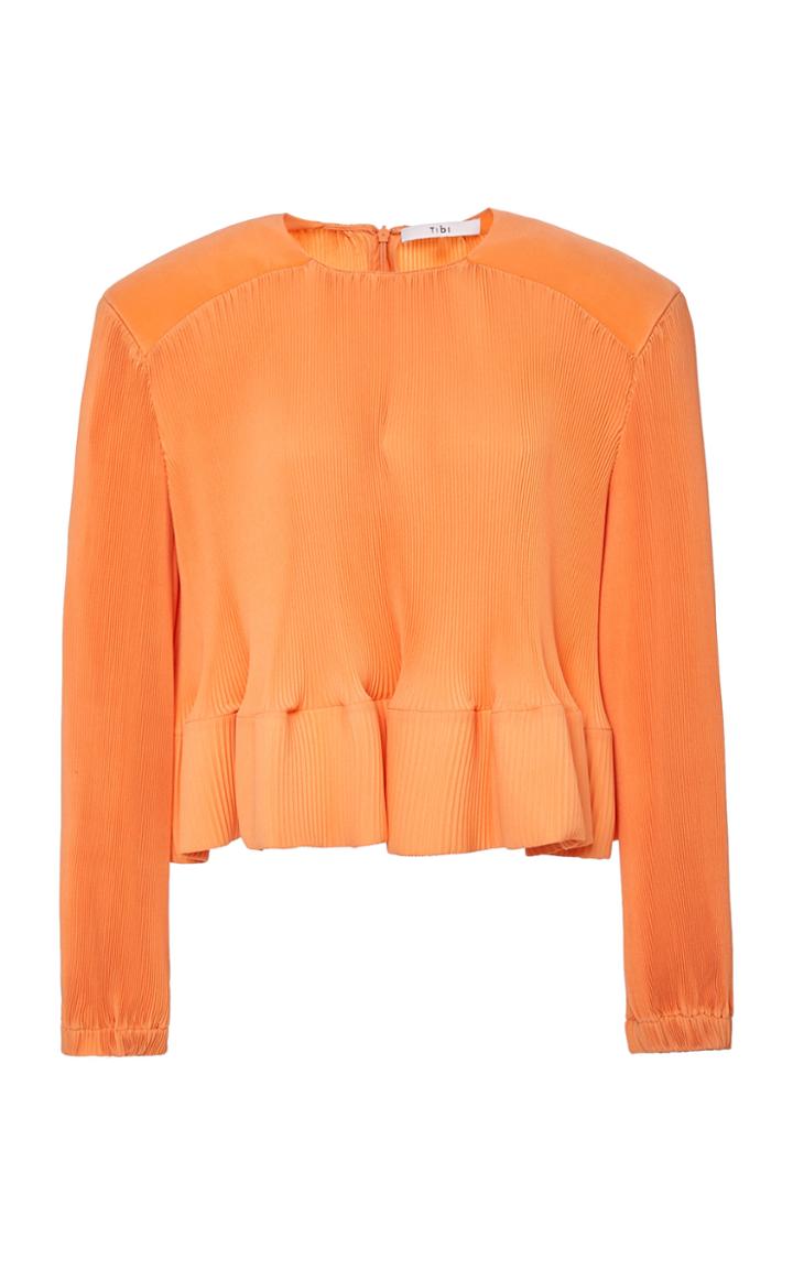 Moda Operandi Tibi Pleating Long Sleeve Yoke Pleated Top Size: 00