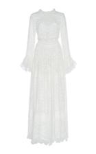 Costarellos Ruffle-trimmed Silk And Guipure Lace Dress
