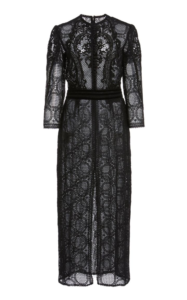 Moda Operandi Costarellos Ida Velvet-trimmed Lace Midi Dress