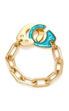 Audrey C. Jewelry 18k Gold Azure Enamel And Diamond Ring