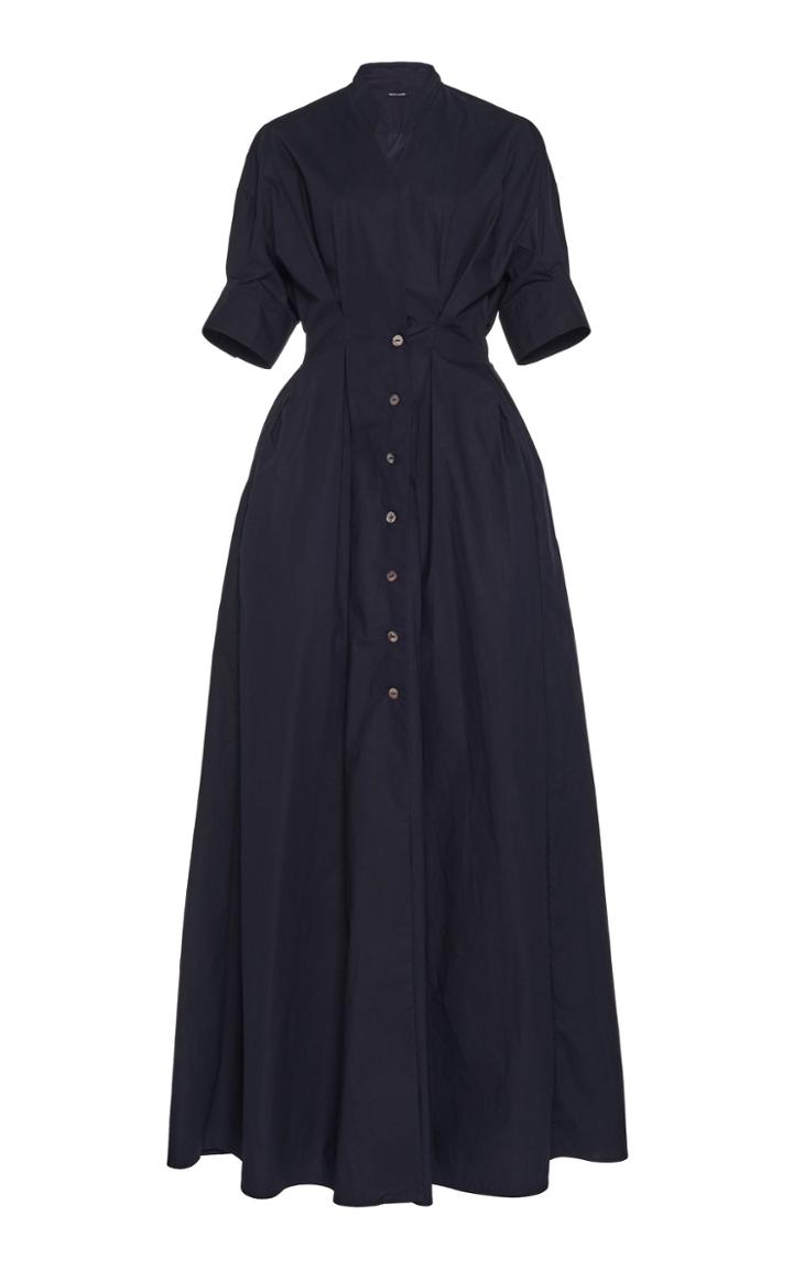 White Story Olympia Pleated Cotton Maxi Dress
