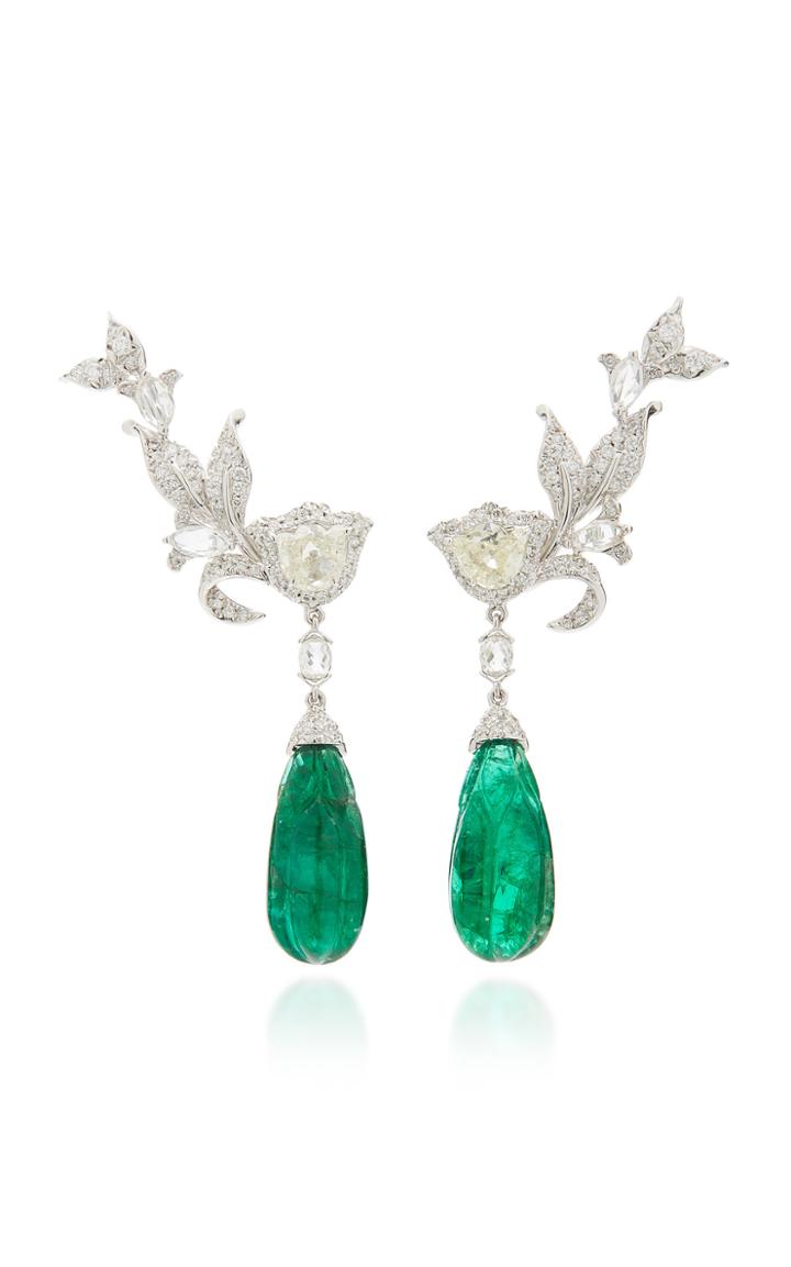 Amrapali 18k Gold Diamond And Emerald Earrings