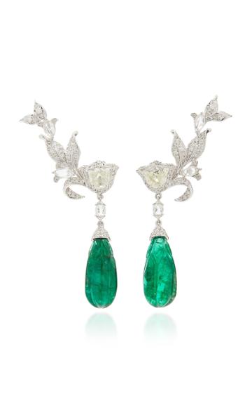 Amrapali 18k Gold Diamond And Emerald Earrings
