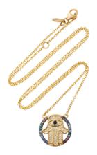 Marianna Goulandris Mini Hamza 14k Gold Diamond And Sapphire Necklace