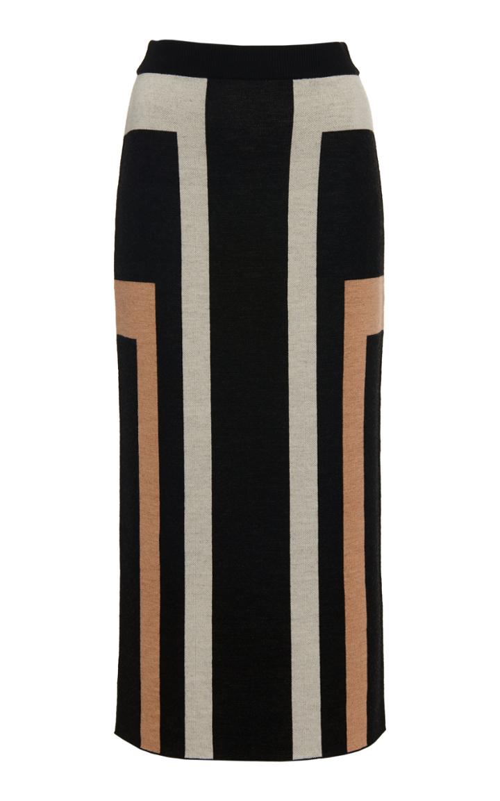 Moda Operandi Victor Glemaud Geo Printed Merino Wool Midi Skirt Size: Xs
