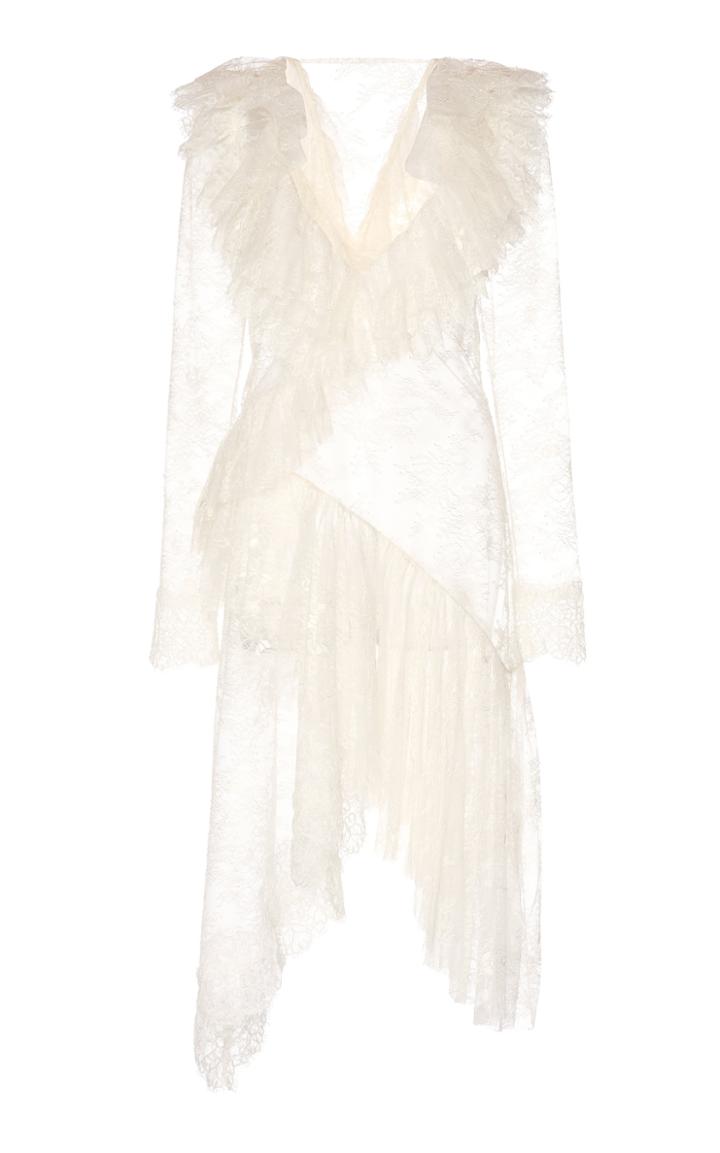 Philosophy Di Lorenzo Serafini Ruffled Sheer Leaver's Lace Dress