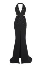 Zuhair Murad Beaded Cady Halter Gown