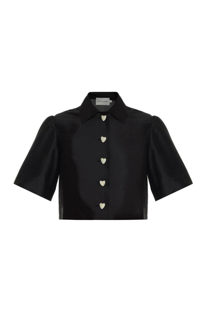 George Keburia Cropped Silk Shirt