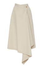 Deveaux Asymmetric Wrap-effect Crepe Midi Skirt