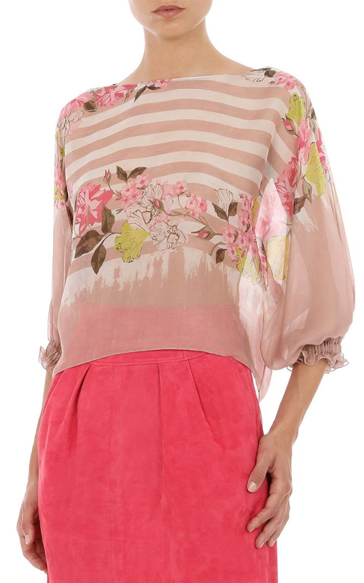 Moda Operandi Alberta Ferretti Printed Silk Chiffon Top