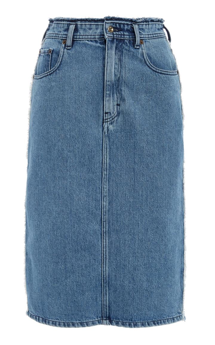 Acne Studios Ilyssia Den Distressed High-rise Denim Midi Skirt