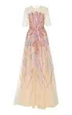 Georges Hobeika Short Sleeve Bead Embroidered Gown