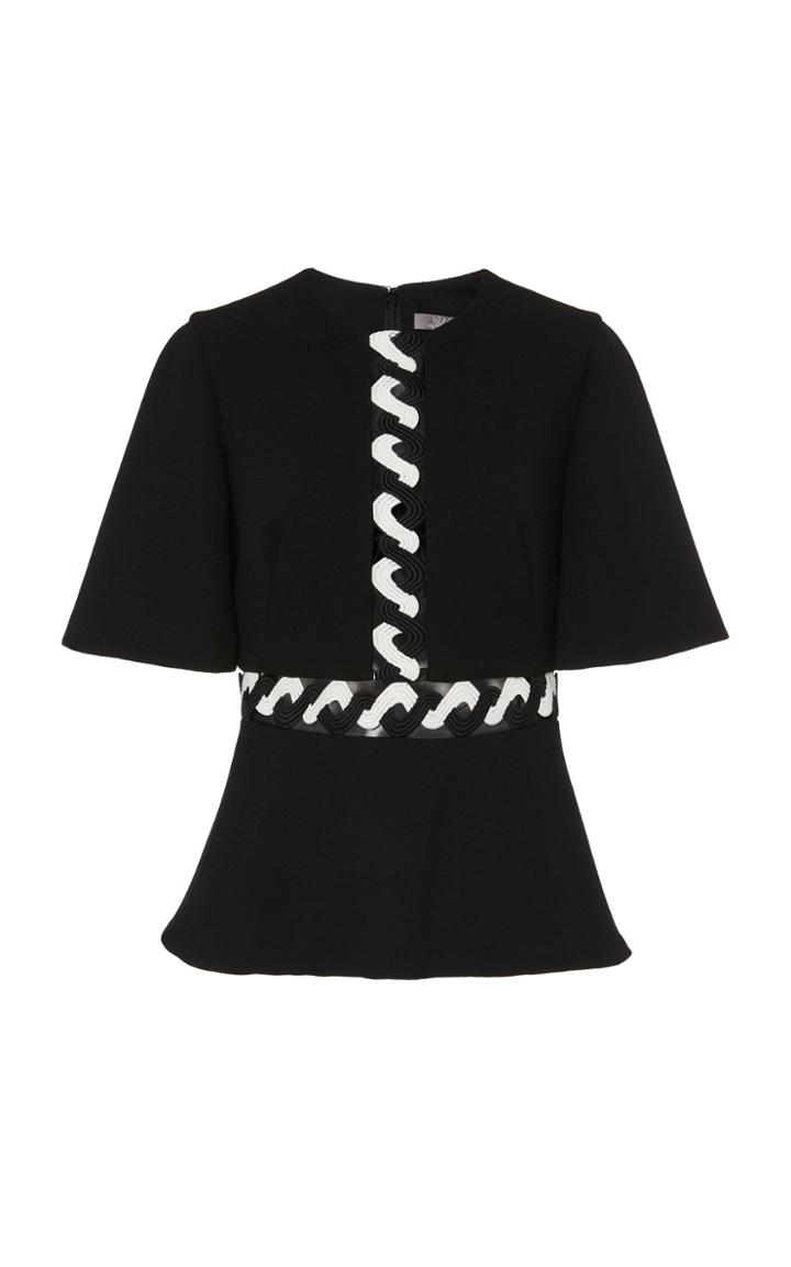 Lela Rose Trim-embellished Wool-blend Peplum Top
