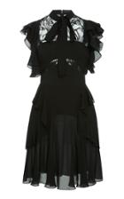 Elie Saab Neck Tie Ruffle Mini Dress
