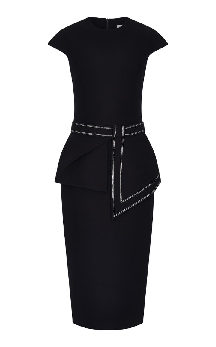Safiyaa Peplum-detailed Stretch-crepe Midi Dress