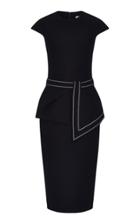 Safiyaa Peplum-detailed Stretch-crepe Midi Dress