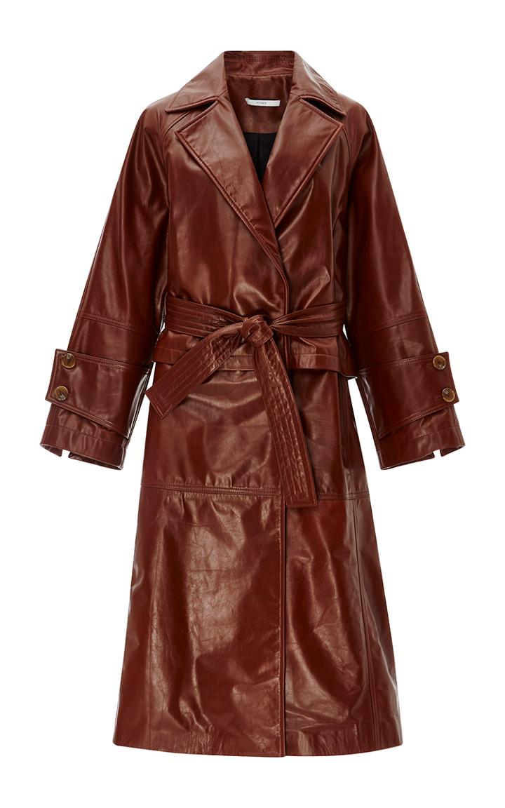 Tome Belted Leather Trench Coat