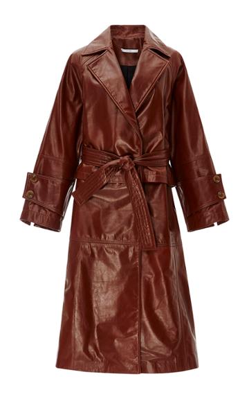 Tome Belted Leather Trench Coat