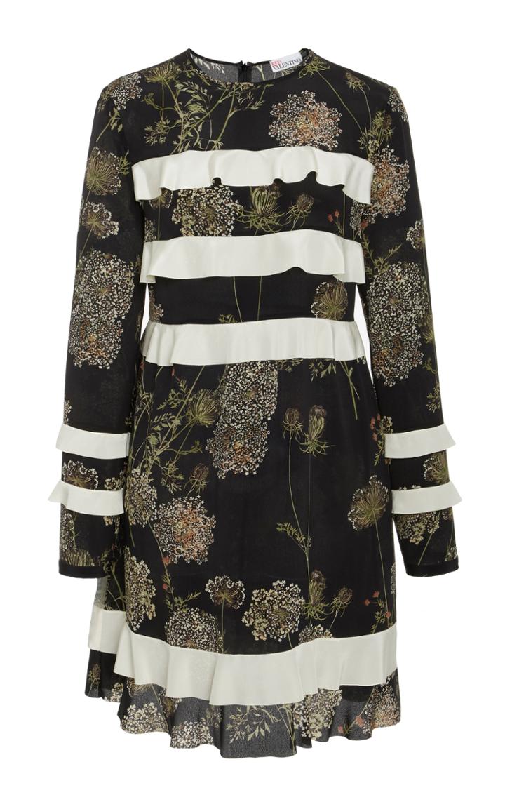 Red Valentino Floral Mini Stripe Dress