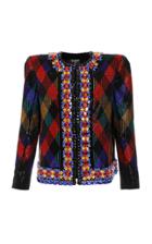 Moda Operandi Balmain Crystal-embellished Checked Jacquard-knit Jacket